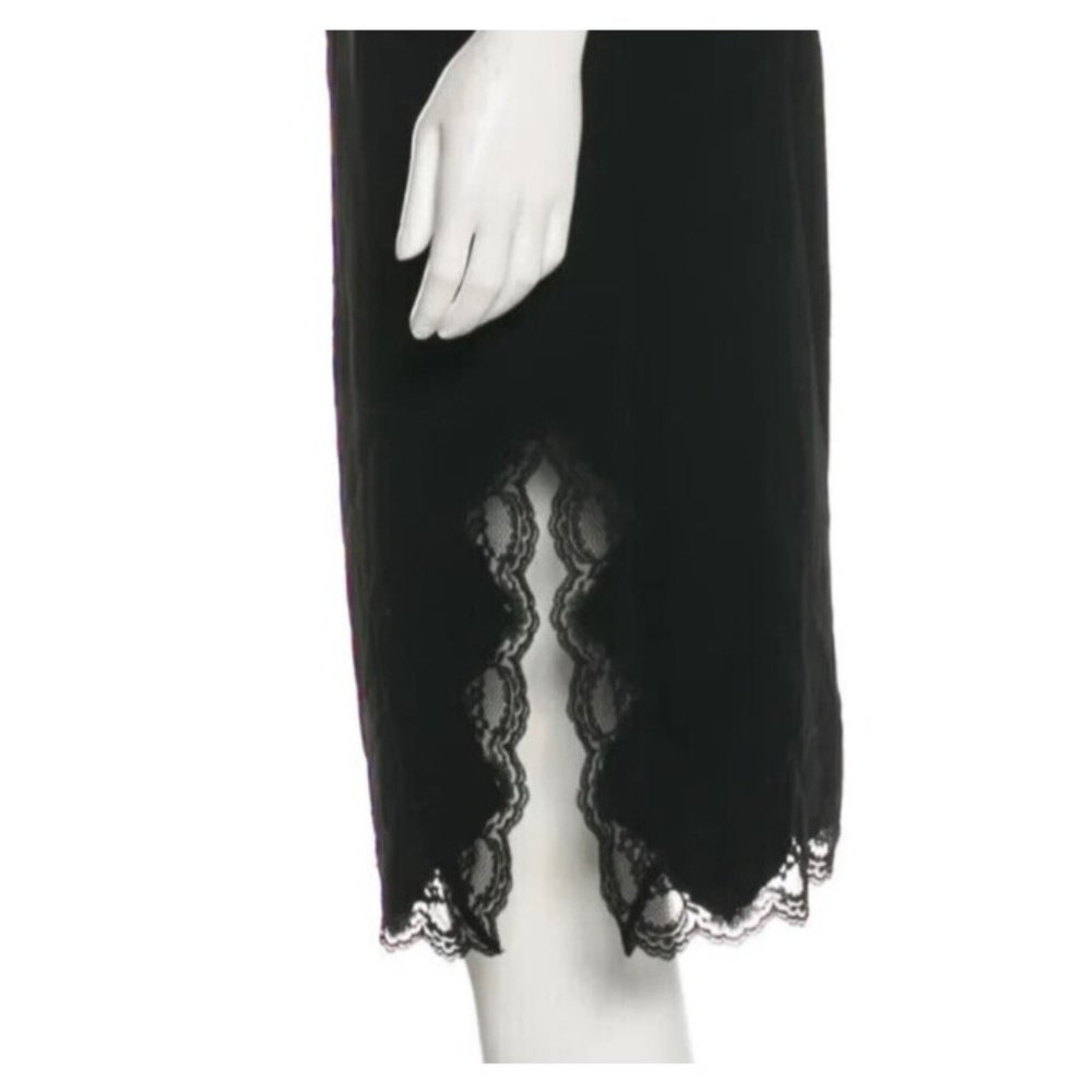 Lafayette 148 Black Lace Embellished Slit on Side Skirt Designer Knee Length 6.R